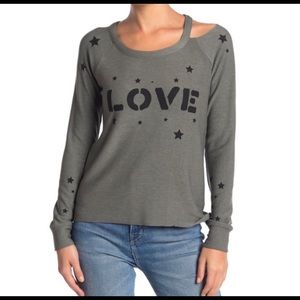 NWT CHASER LOVE STARS PULLOVER SWEATSHIRT SWEATER! RETAILS FOR $79 - SOLD OUT!